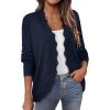 imagePRETTYGARDEN Cardigans for Women Lightweight Casual Long Sleeve Knitted Open Front Shrugs Sweaters 2025 Fall ClothesNavy Blue