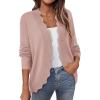 imagePRETTYGARDEN Cardigans for Women Lightweight Casual Long Sleeve Knitted Open Front Shrugs Sweaters 2025 Fall ClothesPink