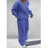 imagePRETTYGARDEN Casual Winter Two Piece Sets for Women 2025 V Neck Sweatshirt Loose Wide Leg Pants Tracksuit Knit Fall OutfitsBlue