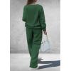 imagePRETTYGARDEN Casual Winter Two Piece Sets for Women 2025 V Neck Sweatshirt Loose Wide Leg Pants Tracksuit Knit Fall OutfitsDark Green