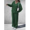 imagePRETTYGARDEN Casual Winter Two Piece Sets for Women 2025 V Neck Sweatshirt Loose Wide Leg Pants Tracksuit Knit Fall OutfitsDark Green