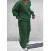 imagePRETTYGARDEN Casual Winter Two Piece Sets for Women 2025 V Neck Sweatshirt Loose Wide Leg Pants Tracksuit Knit Fall OutfitsDark Green