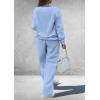 imagePRETTYGARDEN Casual Winter Two Piece Sets for Women 2025 V Neck Sweatshirt Loose Wide Leg Pants Tracksuit Knit Fall OutfitsLight Blue