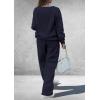 imagePRETTYGARDEN Casual Winter Two Piece Sets for Women 2025 V Neck Sweatshirt Loose Wide Leg Pants Tracksuit Knit Fall OutfitsNavy Blue