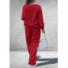imagePRETTYGARDEN Casual Winter Two Piece Sets for Women 2025 V Neck Sweatshirt Loose Wide Leg Pants Tracksuit Knit Fall OutfitsRed
