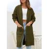 imagePRETTYGARDEN Fall Long Sleeve Cardigan Sweaters for Women 2025 Trendy Winter Open Front Loose Knitted Cardigans with PocketsArmy Green