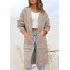 imagePRETTYGARDEN Fall Long Sleeve Cardigan Sweaters for Women 2025 Trendy Winter Open Front Loose Knitted Cardigans with PocketsBeige Grey