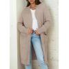 imagePRETTYGARDEN Fall Long Sleeve Cardigan Sweaters for Women 2025 Trendy Winter Open Front Loose Knitted Cardigans with PocketsBeige Grey