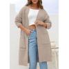 imagePRETTYGARDEN Fall Long Sleeve Cardigan Sweaters for Women 2025 Trendy Winter Open Front Loose Knitted Cardigans with PocketsBeige Grey