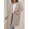 imagePRETTYGARDEN Fall Long Sleeve Cardigan Sweaters for Women 2025 Trendy Winter Open Front Loose Knitted Cardigans with PocketsBeige Grey