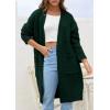 imagePRETTYGARDEN Fall Long Sleeve Cardigan Sweaters for Women 2025 Trendy Winter Open Front Loose Knitted Cardigans with PocketsDark Green
