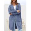 imagePRETTYGARDEN Fall Long Sleeve Cardigan Sweaters for Women 2025 Trendy Winter Open Front Loose Knitted Cardigans with PocketsGrey Blue