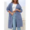 imagePRETTYGARDEN Fall Long Sleeve Cardigan Sweaters for Women 2025 Trendy Winter Open Front Loose Knitted Cardigans with PocketsGrey Blue