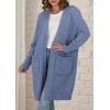 imagePRETTYGARDEN Fall Long Sleeve Cardigan Sweaters for Women 2025 Trendy Winter Open Front Loose Knitted Cardigans with PocketsGrey Blue