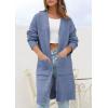 imagePRETTYGARDEN Fall Long Sleeve Cardigan Sweaters for Women 2025 Trendy Winter Open Front Loose Knitted Cardigans with PocketsGrey Blue