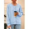 imagePRETTYGARDEN Fall Long Sleeve Cardigans for Women Trendy 2025 Lightweight Button Down Crewneck Loose Knit Sweater ClothesLight Blue