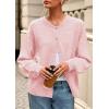 imagePRETTYGARDEN Fall Long Sleeve Cardigans for Women Trendy 2025 Lightweight Button Down Crewneck Loose Knit Sweater ClothesPink