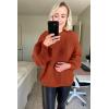 imagePRETTYGARDEN Fall Sweaters for Women 2025 Fashion Long Sleeve Casual Ribbed Knit Winter Clothes Pullover Jumper TopsRust Red