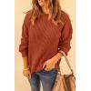 imagePRETTYGARDEN Fall Sweaters for Women 2025 Fashion Long Sleeve Casual Ribbed Knit Winter Clothes Pullover Jumper TopsRust Red