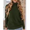 imagePRETTYGARDEN Fall Sweaters for Women 2025 Winter Clothing Batwing Long Sleeve Casual Tops Loose Knit Turtleneck SweaterArmy Green
