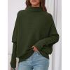 imagePRETTYGARDEN Fall Sweaters for Women 2025 Winter Clothing Batwing Long Sleeve Casual Tops Loose Knit Turtleneck SweaterArmy Green