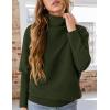 imagePRETTYGARDEN Fall Sweaters for Women 2025 Winter Clothing Batwing Long Sleeve Casual Tops Loose Knit Turtleneck SweaterArmy Green