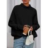 imagePRETTYGARDEN Fall Sweaters for Women 2025 Winter Clothing Batwing Long Sleeve Casual Tops Loose Knit Turtleneck SweaterBlack