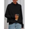 imagePRETTYGARDEN Fall Sweaters for Women 2025 Winter Clothing Batwing Long Sleeve Casual Tops Loose Knit Turtleneck SweaterBlack