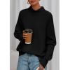 imagePRETTYGARDEN Fall Sweaters for Women 2025 Winter Clothing Batwing Long Sleeve Casual Tops Loose Knit Turtleneck SweaterBlack