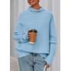 imagePRETTYGARDEN Fall Sweaters for Women 2025 Winter Clothing Batwing Long Sleeve Casual Tops Loose Knit Turtleneck SweaterBlue
