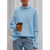 imagePRETTYGARDEN Fall Sweaters for Women 2025 Winter Clothing Batwing Long Sleeve Casual Tops Loose Knit Turtleneck SweaterBlue