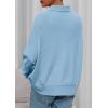 imagePRETTYGARDEN Fall Sweaters for Women 2025 Winter Clothing Batwing Long Sleeve Casual Tops Loose Knit Turtleneck SweaterBlue