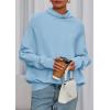 imagePRETTYGARDEN Fall Sweaters for Women 2025 Winter Clothing Batwing Long Sleeve Casual Tops Loose Knit Turtleneck SweaterBlue