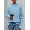 imagePRETTYGARDEN Fall Sweaters for Women 2025 Winter Clothing Batwing Long Sleeve Casual Tops Loose Knit Turtleneck SweaterBlue