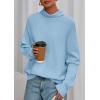 imagePRETTYGARDEN Fall Sweaters for Women 2025 Winter Clothing Batwing Long Sleeve Casual Tops Loose Knit Turtleneck SweaterBlue