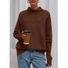 imagePRETTYGARDEN Fall Sweaters for Women 2025 Winter Clothing Batwing Long Sleeve Casual Tops Loose Knit Turtleneck SweaterBrown