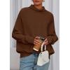 imagePRETTYGARDEN Fall Sweaters for Women 2025 Winter Clothing Batwing Long Sleeve Casual Tops Loose Knit Turtleneck SweaterBrown