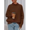 imagePRETTYGARDEN Fall Sweaters for Women 2025 Winter Clothing Batwing Long Sleeve Casual Tops Loose Knit Turtleneck SweaterBrown