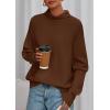 imagePRETTYGARDEN Fall Sweaters for Women 2025 Winter Clothing Batwing Long Sleeve Casual Tops Loose Knit Turtleneck SweaterBrown