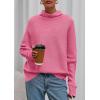 imagePRETTYGARDEN Fall Sweaters for Women 2025 Winter Clothing Batwing Long Sleeve Casual Tops Loose Knit Turtleneck SweaterPink