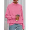 imagePRETTYGARDEN Fall Sweaters for Women 2025 Winter Clothing Batwing Long Sleeve Casual Tops Loose Knit Turtleneck SweaterPink