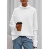 imagePRETTYGARDEN Fall Sweaters for Women 2025 Winter Clothing Batwing Long Sleeve Casual Tops Loose Knit Turtleneck SweaterWhite