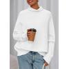 imagePRETTYGARDEN Fall Sweaters for Women 2025 Winter Clothing Batwing Long Sleeve Casual Tops Loose Knit Turtleneck SweaterWhite