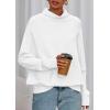 imagePRETTYGARDEN Fall Sweaters for Women 2025 Winter Clothing Batwing Long Sleeve Casual Tops Loose Knit Turtleneck SweaterWhite
