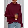 imagePRETTYGARDEN Fall Sweaters for Women 2025 Winter Clothing Batwing Long Sleeve Casual Tops Loose Knit Turtleneck SweaterWine Red