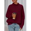 imagePRETTYGARDEN Fall Sweaters for Women 2025 Winter Clothing Batwing Long Sleeve Casual Tops Loose Knit Turtleneck SweaterWine Red