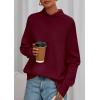 imagePRETTYGARDEN Fall Sweaters for Women 2025 Winter Clothing Batwing Long Sleeve Casual Tops Loose Knit Turtleneck SweaterWine Red