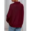 imagePRETTYGARDEN Fall Sweaters for Women 2025 Winter Clothing Batwing Long Sleeve Casual Tops Loose Knit Turtleneck SweaterWine Red