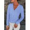imagePRETTYGARDEN Lightweight Cardigans for Women Trendy 2025 Cozy Fall Fashion Long Sleeve Button V Neck Soft Knit Sweater TopsLight Blue