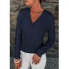 imagePRETTYGARDEN Lightweight Cardigans for Women Trendy 2025 Cozy Fall Fashion Long Sleeve Button V Neck Soft Knit Sweater TopsNavy Blue